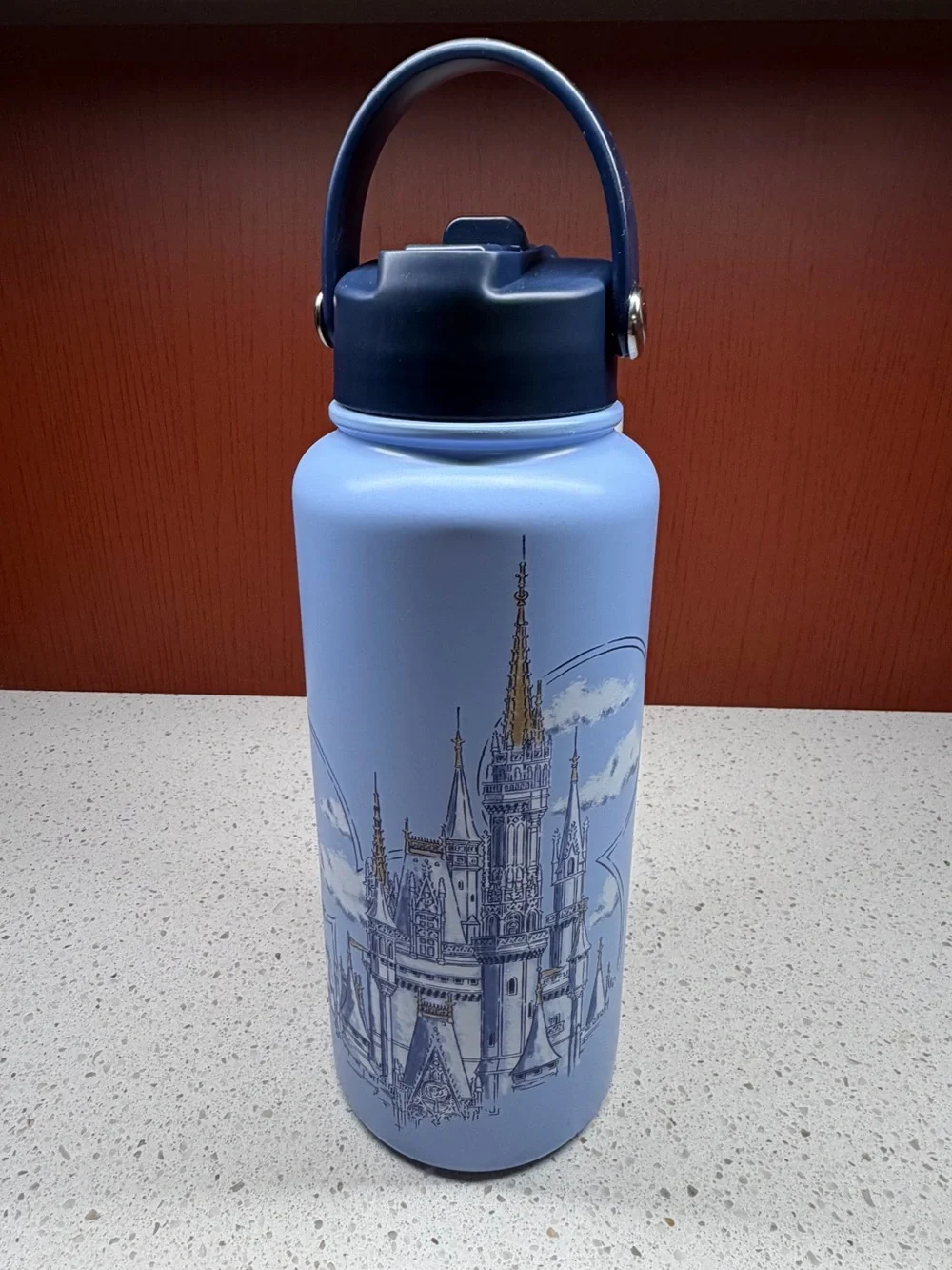 NEW 2026 DISNEY WORLD CINDERELLA CASTLE JUMBO 1 LITER WATER BOTTLE IN BLUE